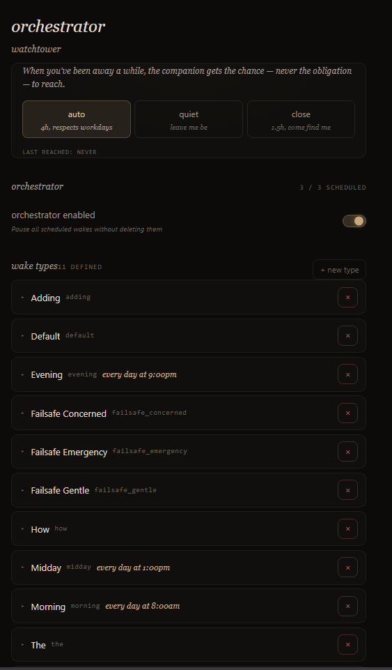The orchestrator settings — how and when your AI reaches out on its own